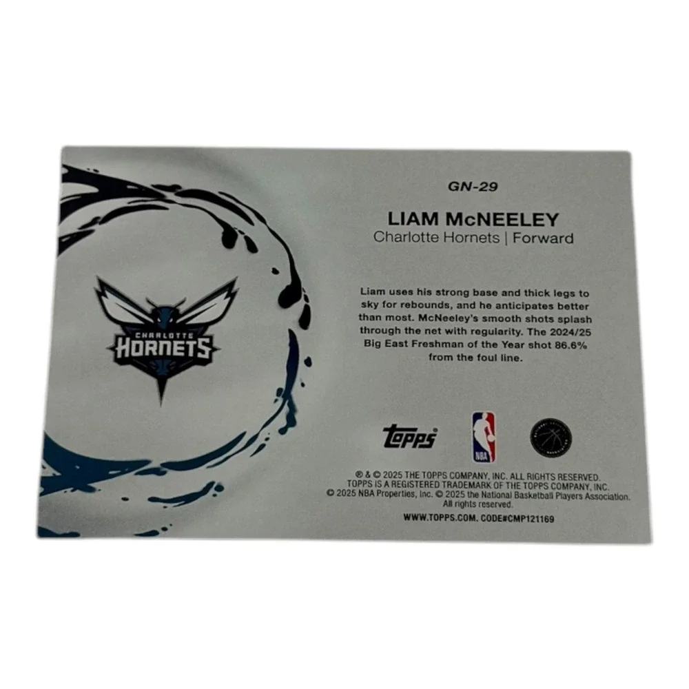 2024-25 Topps Generation Now Liam McNeeley RC Charlotte Hornets GN-29 Basketball
